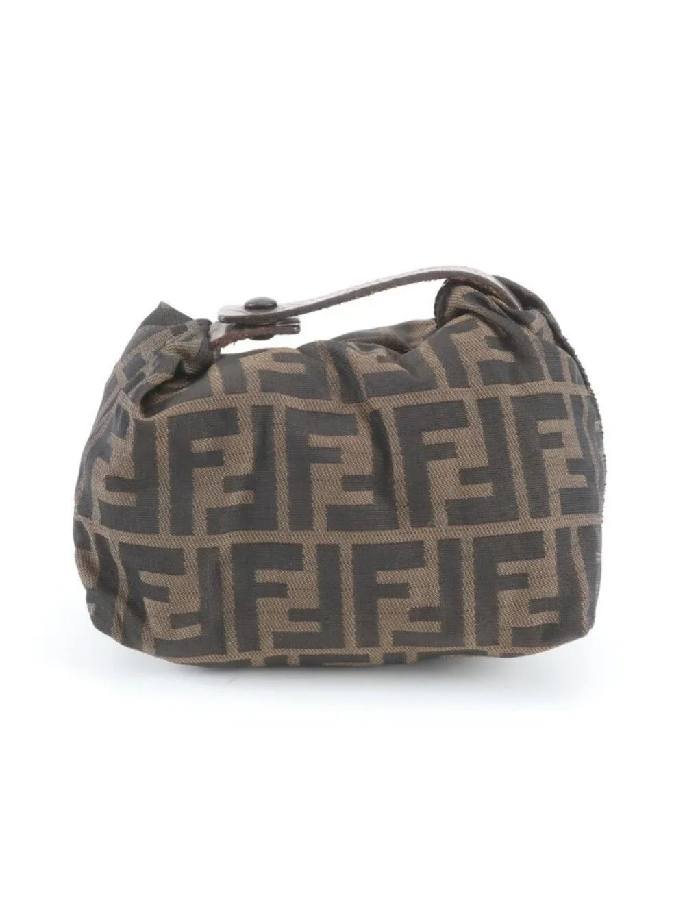 Fendi Zucca Pouch Leather Canvas Handbag